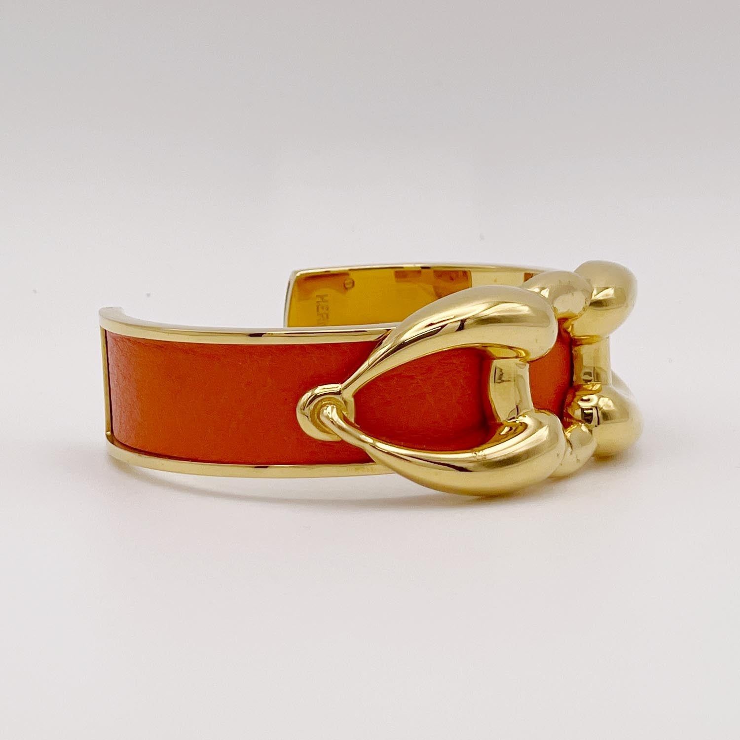 HERMES エルメス カフバングル メタル×レザー ブレスレット