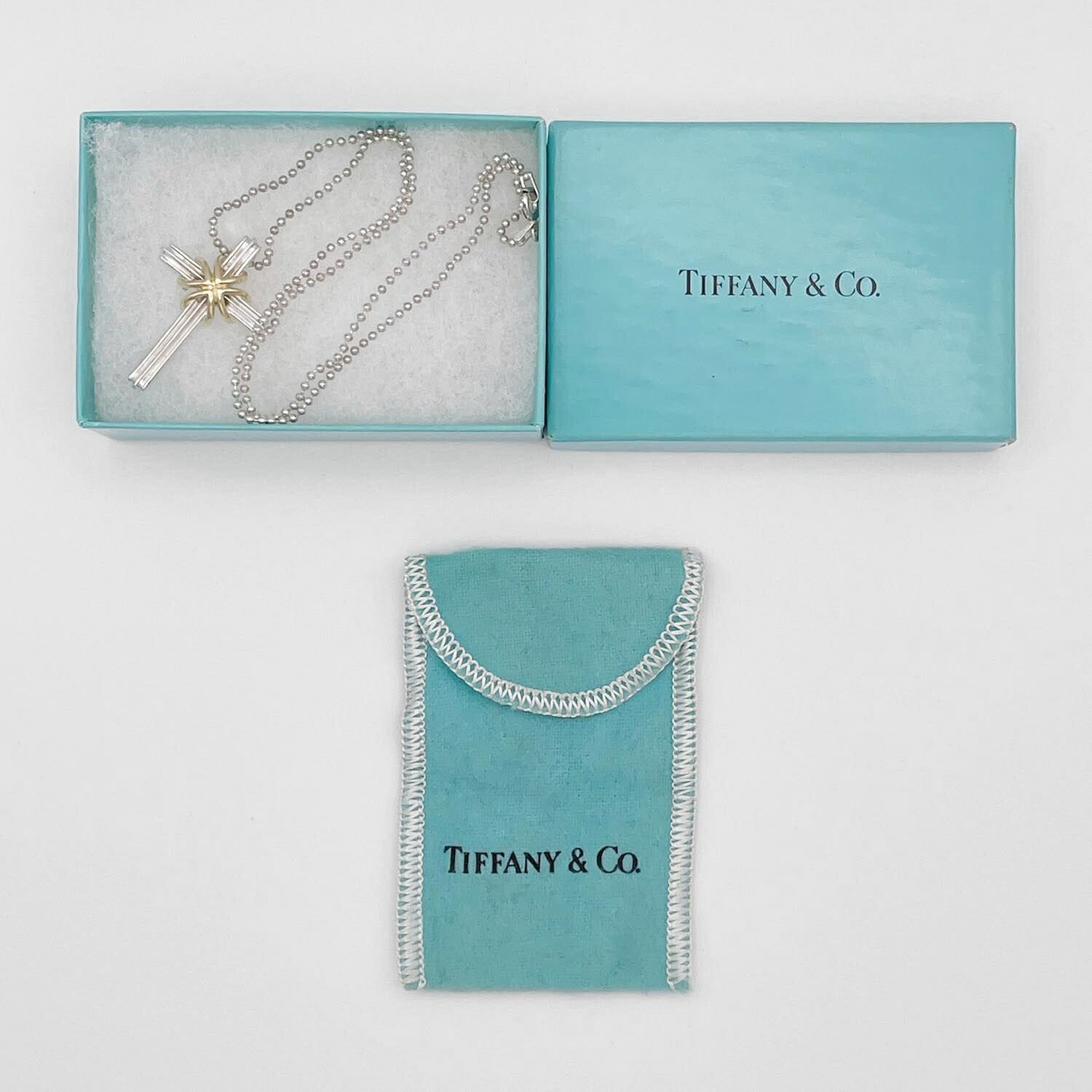 【美品】ティファニー シグネチャークロス ネックレス 925 社外チェーン Tiffany&Co. ティファニー シグネチャークロス ネックレス 社外