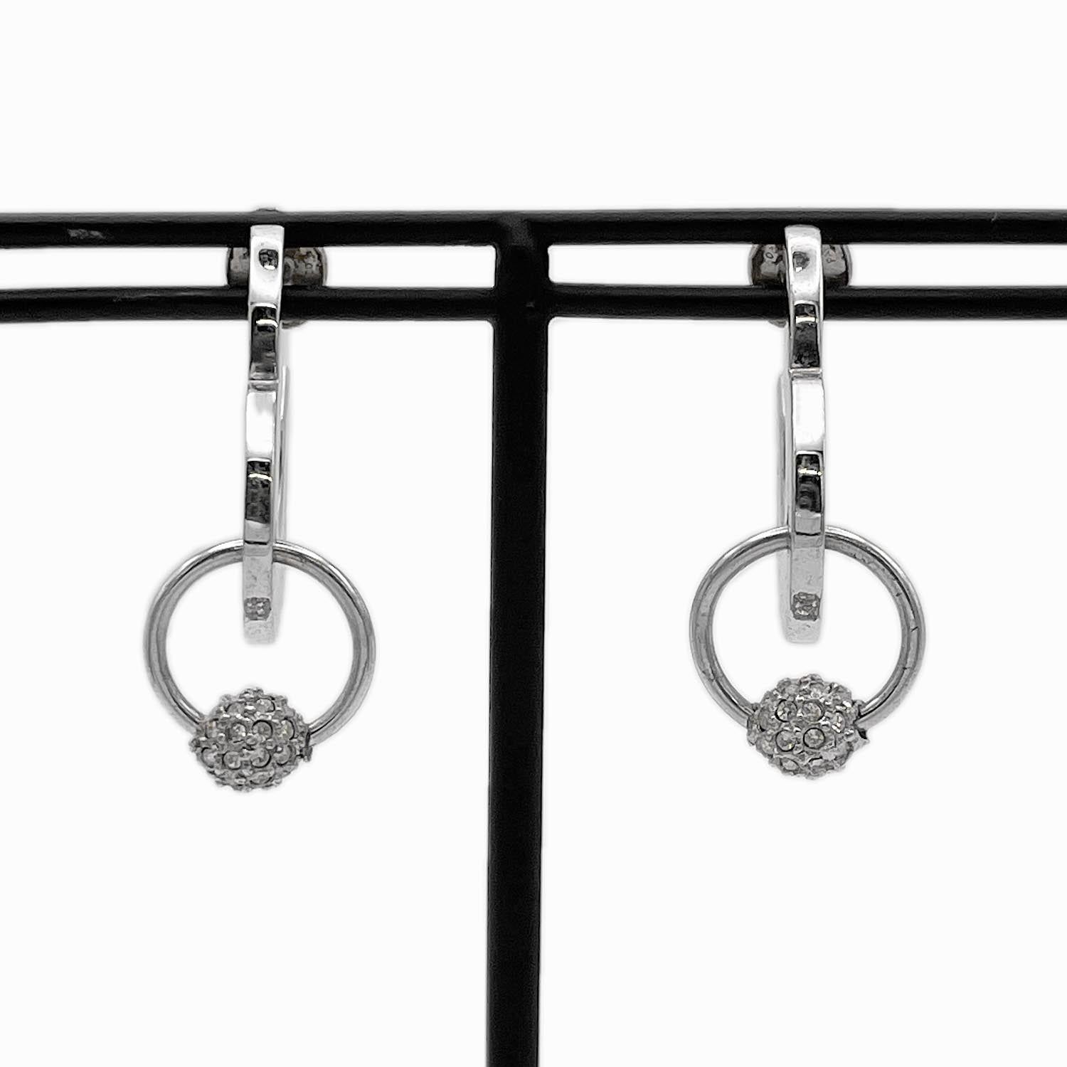 Dior ディオール ピアス ハート ラインストーン シルバー - メルカリ