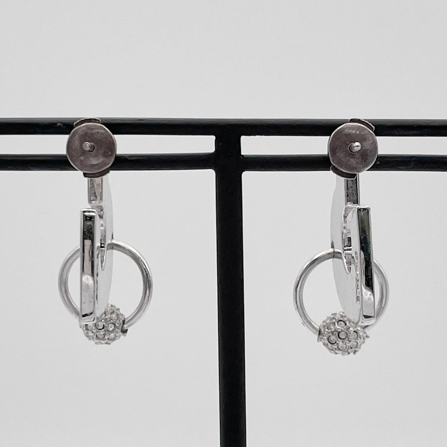 Dior ディオール ピアス ハート ラインストーン シルバー - メルカリ