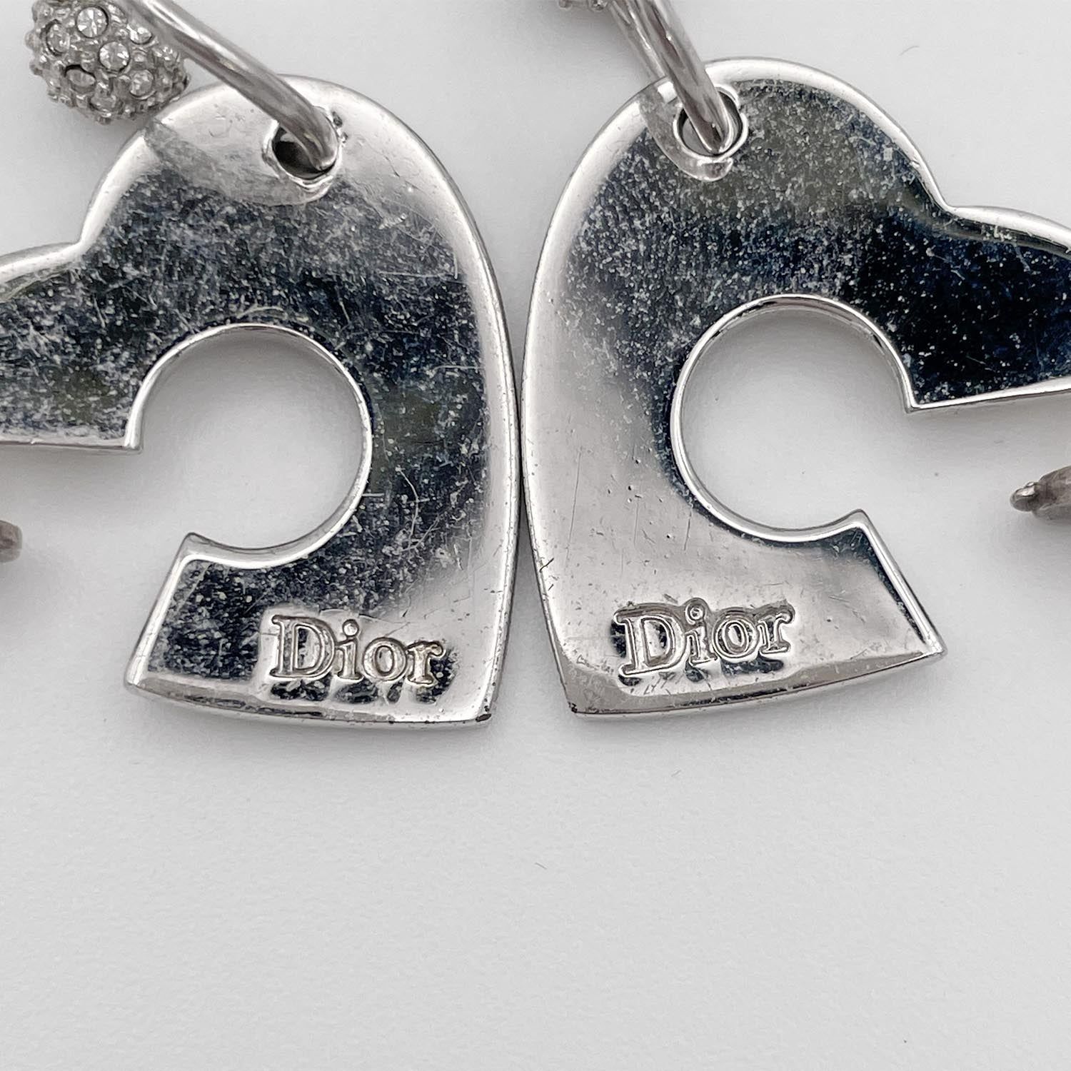 Dior ディオール ピアス ハート ラインストーン シルバー - メルカリ