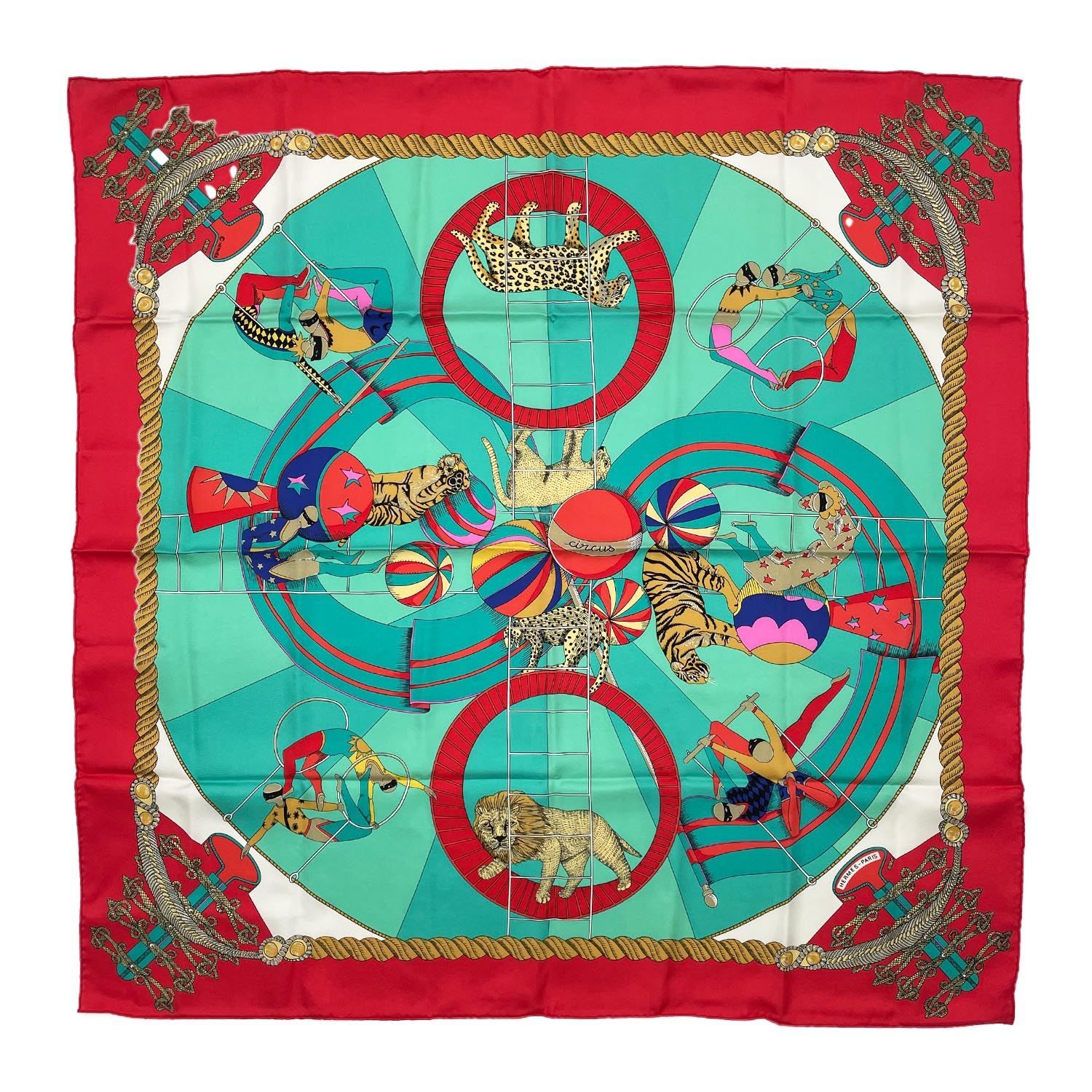 HERMES エルメス カレ90 Circus サーカス スカーフ 動物 レッド - メルカリ