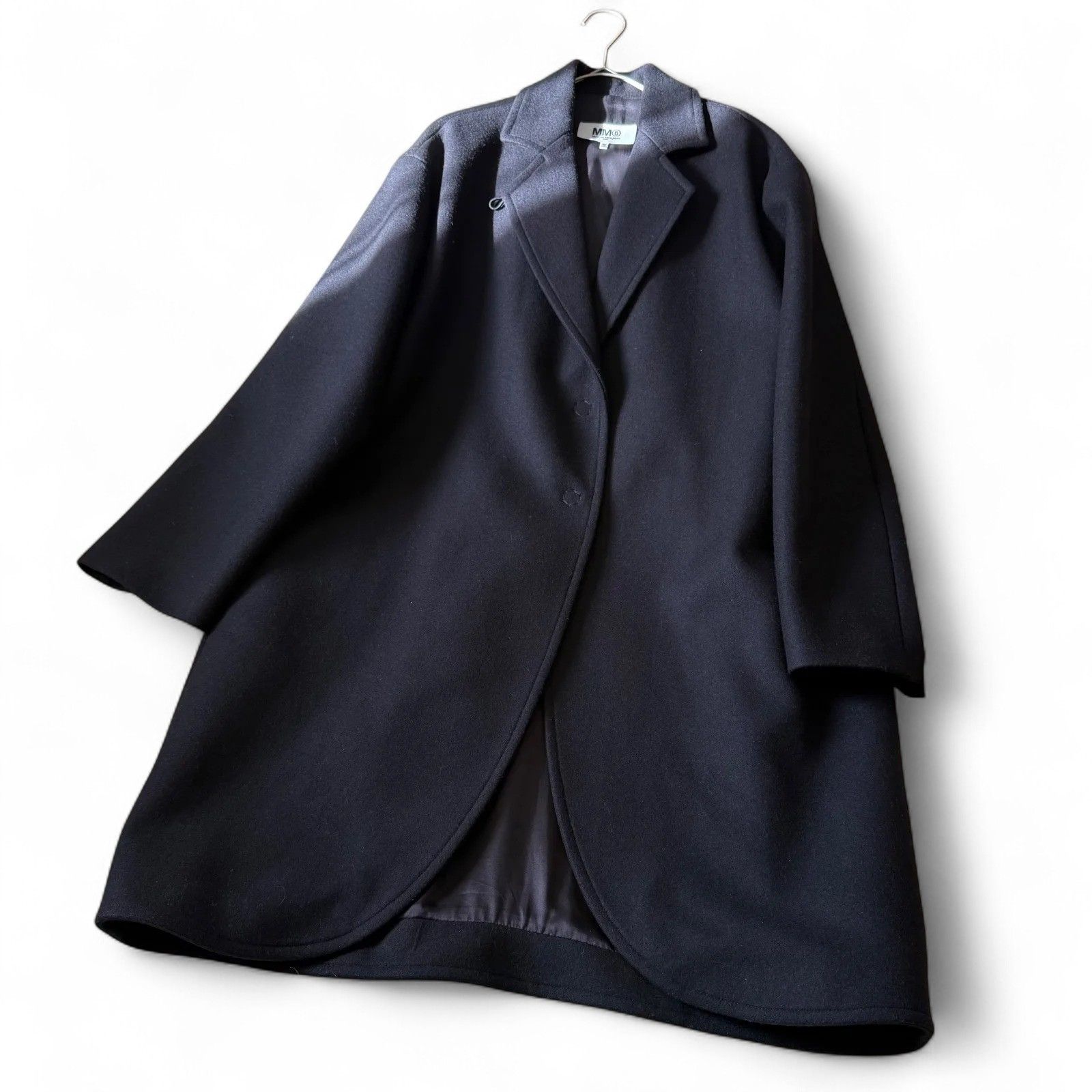 美品 MM6 マルジェラ ウール オーバーサイズ コクーンコート 黒