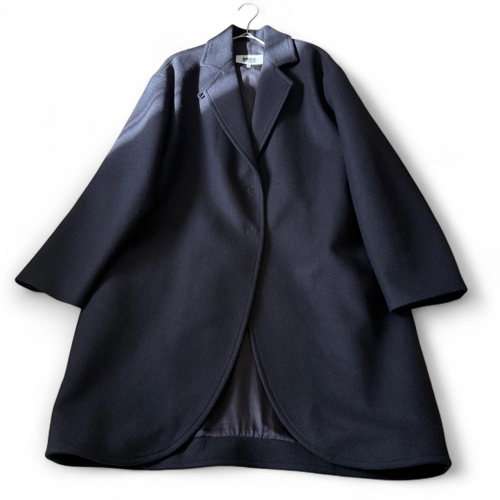 美品 MM6 マルジェラ ウール オーバーサイズ コクーンコート 黒