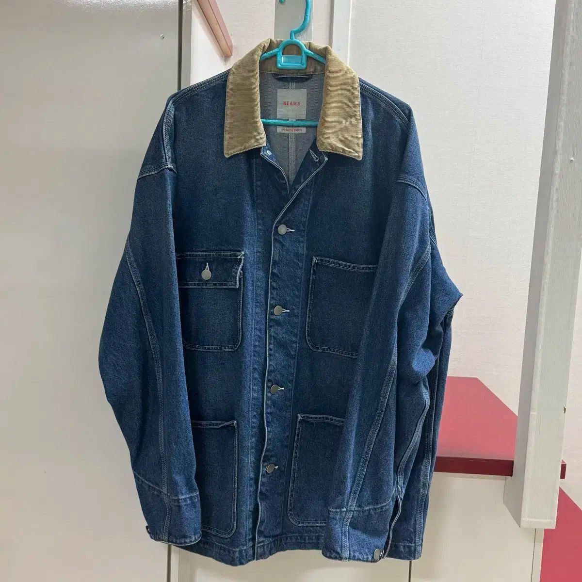 ビームス ルーズ デニム カバーオール ワークジャケット L Indigo