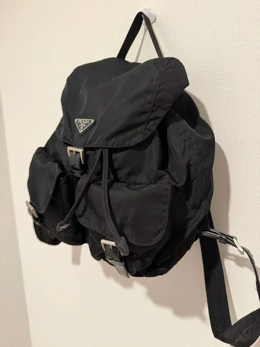 極美品PRADA ポコノ リュックサック トライアングルロゴ 黒 極美品