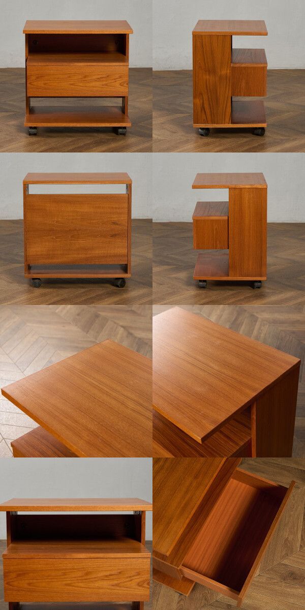 英国 ヴィンテージ ベッドサイド キャビネット ナイトテーブル チーク