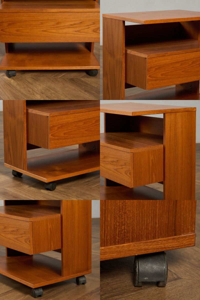 英国 ヴィンテージ ベッドサイド キャビネット ナイトテーブル チーク