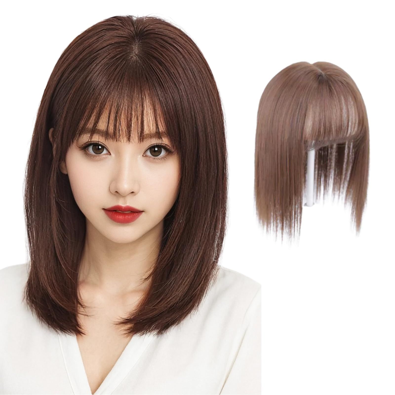 RIOMY ライトブラウン 部分ウィッグ トップピース ストレート 自然