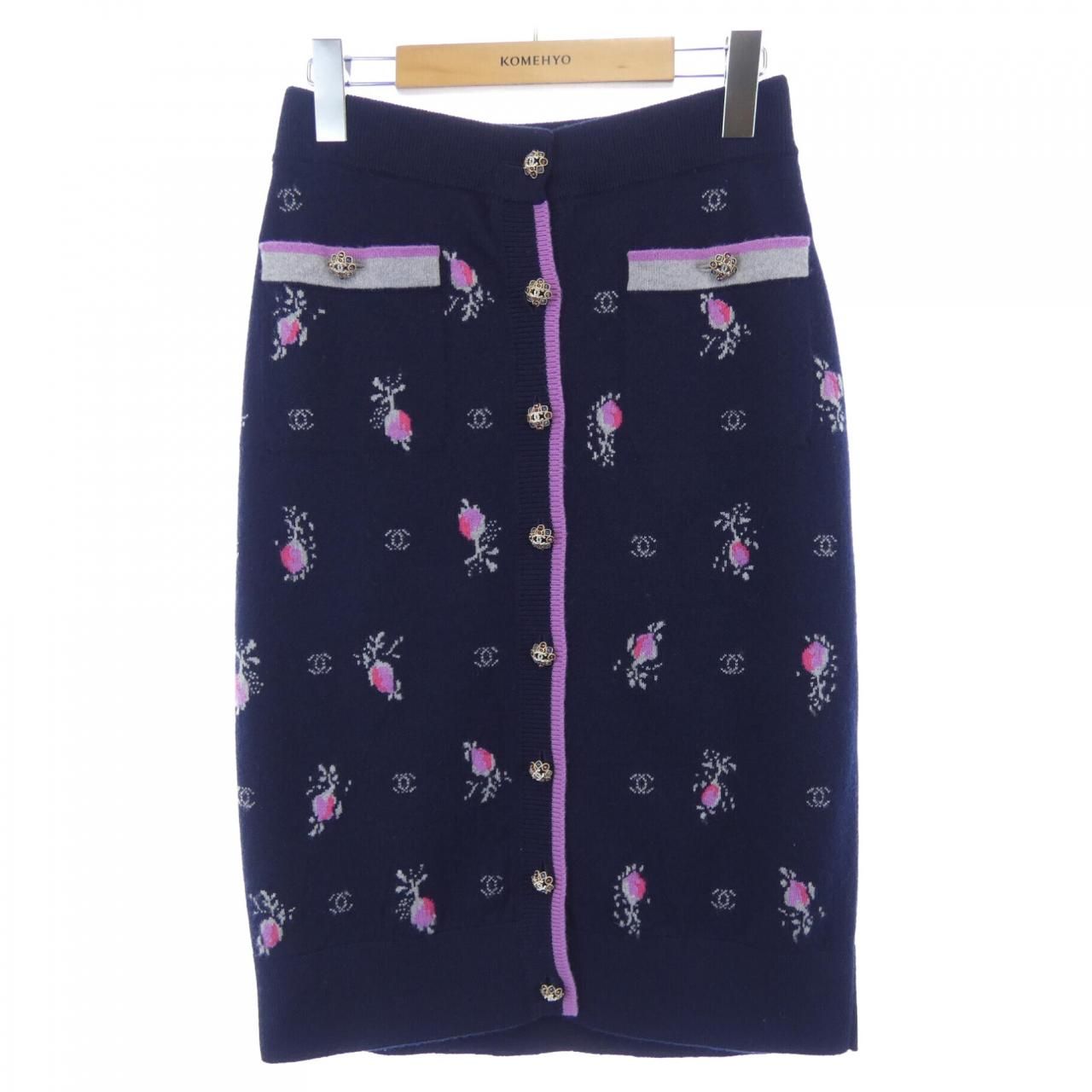 CHANEL シャネル　ココマーク　総柄　スカート　パープル　38 CHANEL シャネル ココマーク 総柄 スカート パープル 38