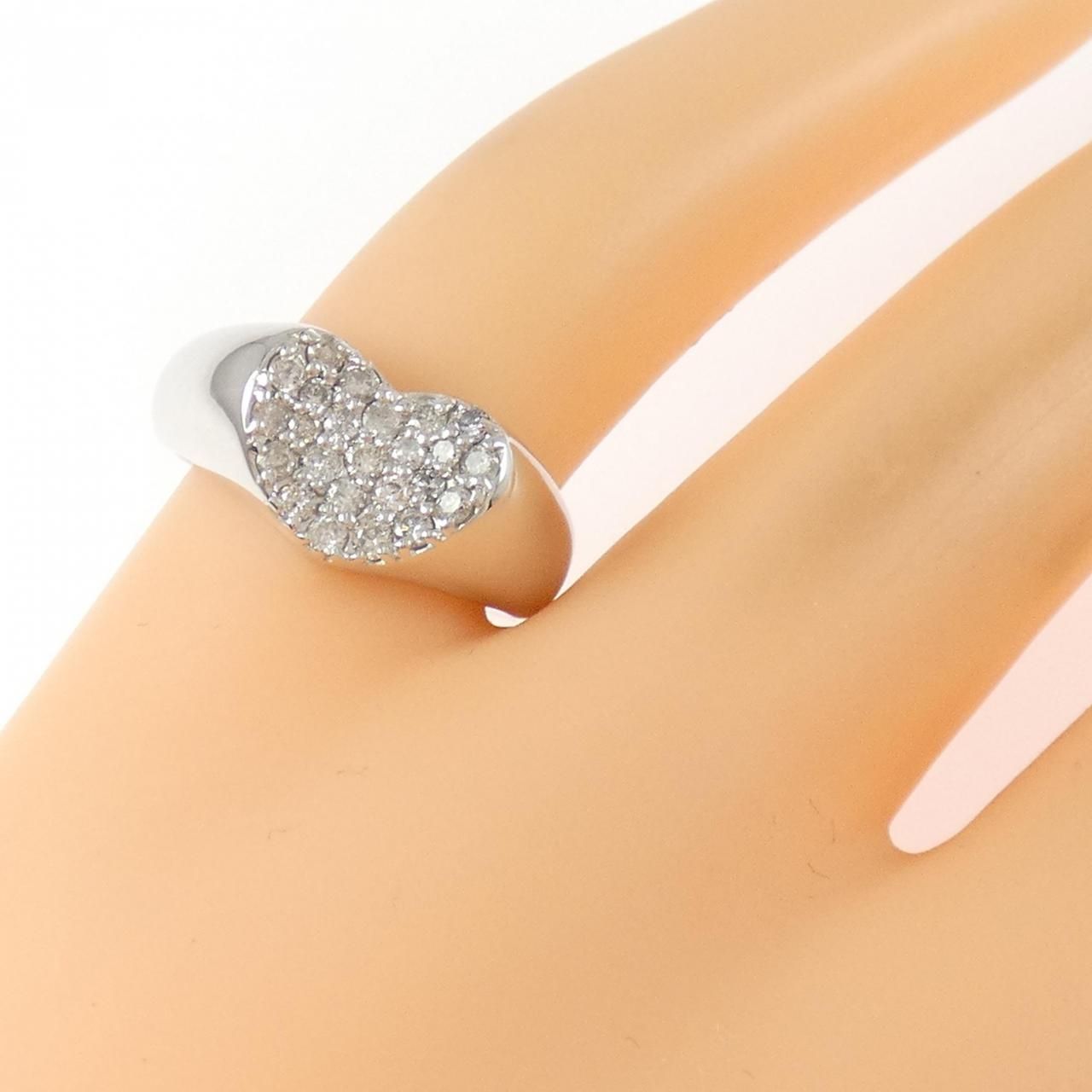 K18WG ハート パヴェ ダイヤモンド ピンキー リング 0.31CT - メルカリ