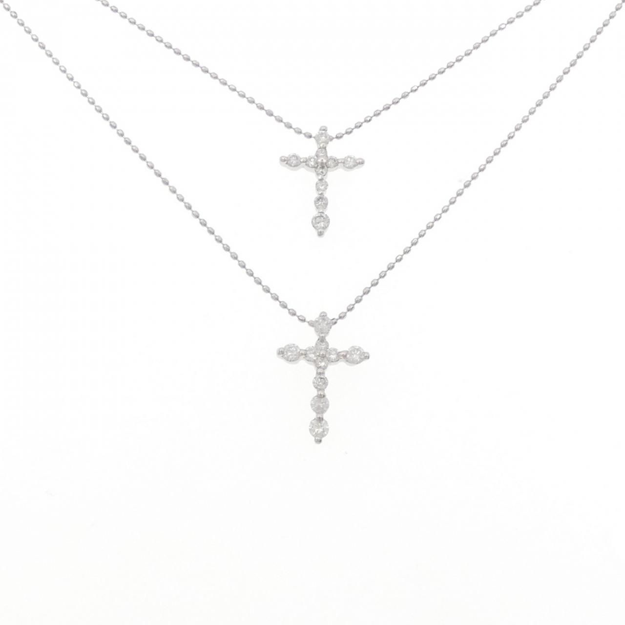 Pt900／Pt850 ダイヤ クロスネックレス D0.46ct ネックレス レディース ダイヤモンド プラチナ クロス ダイヤ 十字架