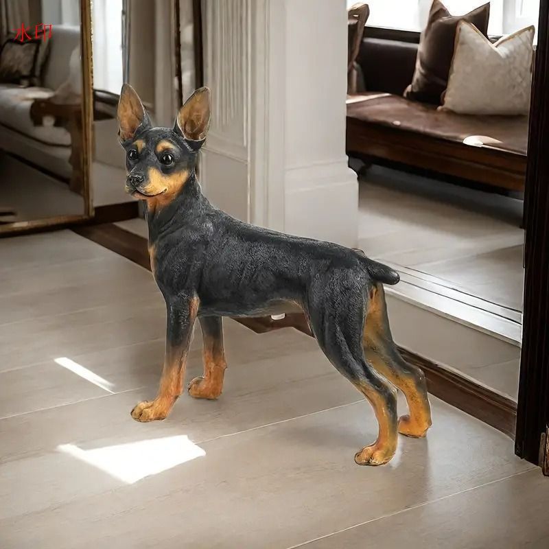 ドーベルマン 　犬　置物　オブジェ　工芸　リアル　可愛い　等身大 犬の置物 オブジェ リアル ドッグ ドーベルマン 動物 オブジェ