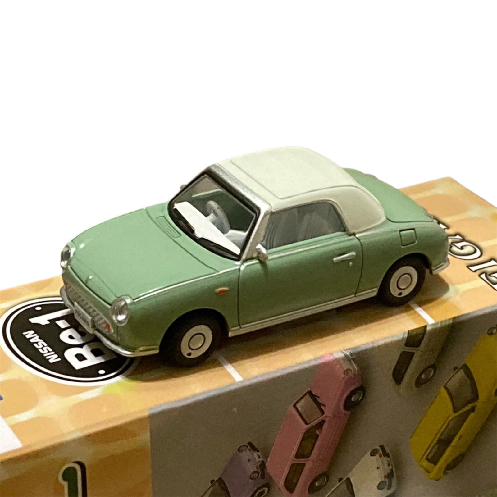 アオシマ】日産 フィガロ（エメラルド）黄緑系【本体チェック済み