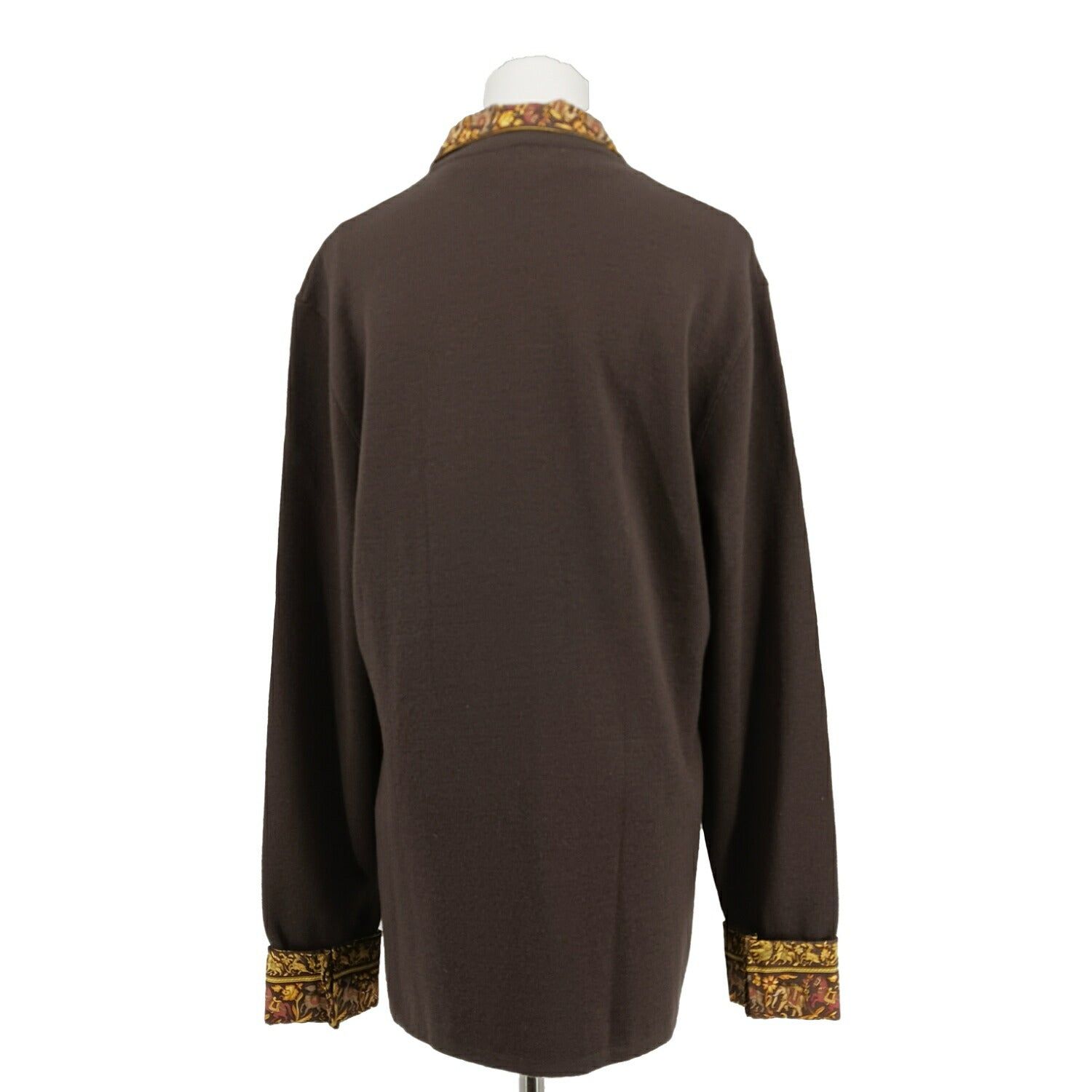 HERMES エルメス 襟付き ウールカーディガン HERMES エルメス 襟付き ウールカーディガン L ブラウン イエロー