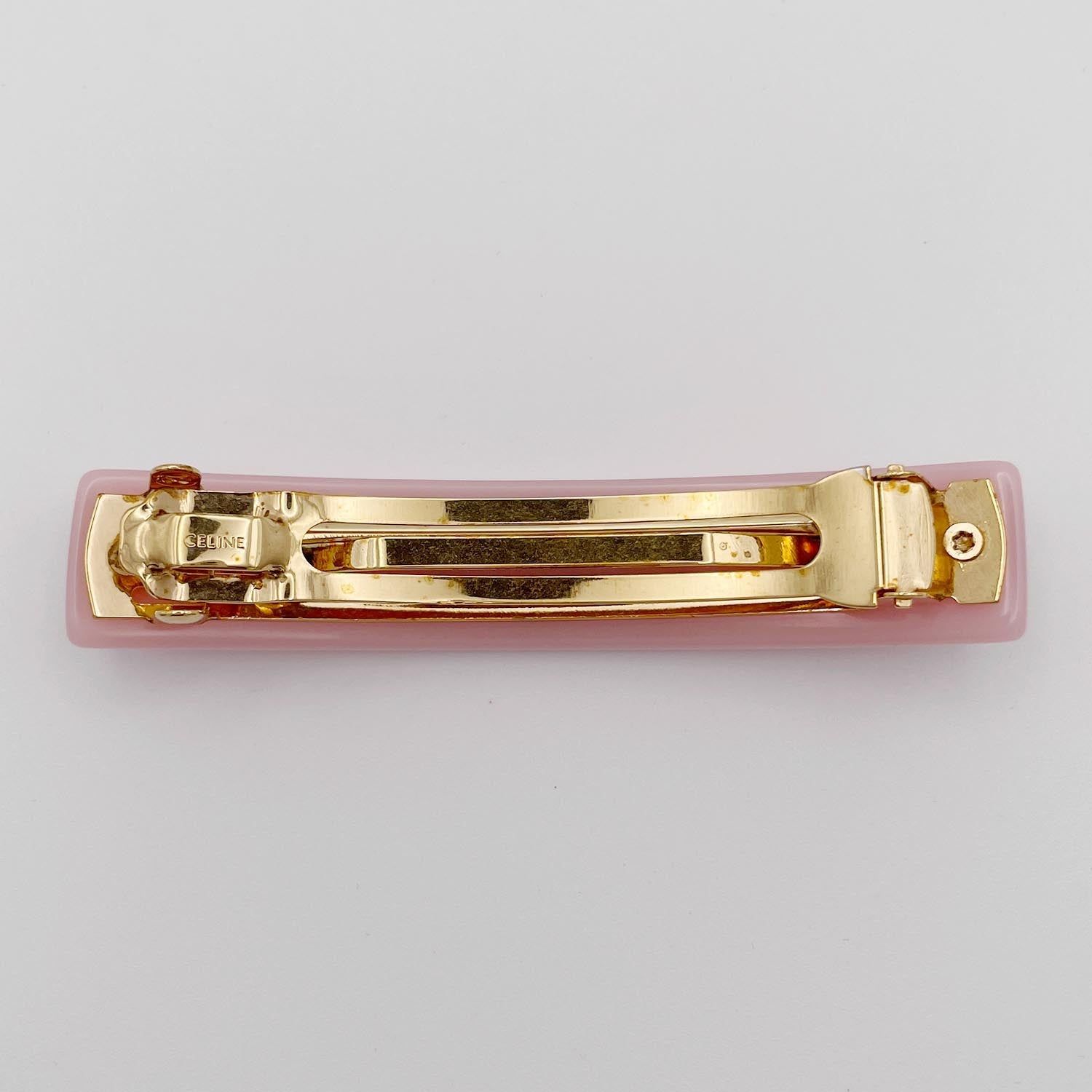 CELINE セリーヌ ロゴ バレッタ レジン ピンク ヘアアクセサリー