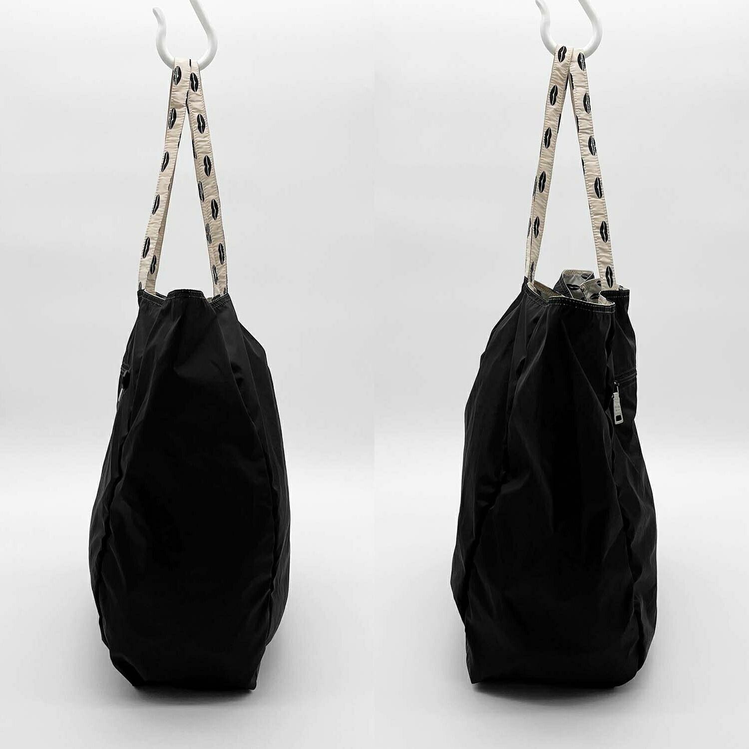 PRADA プラダ ナイロン エコバッグ トート リップ柄 リバーシブル 三角