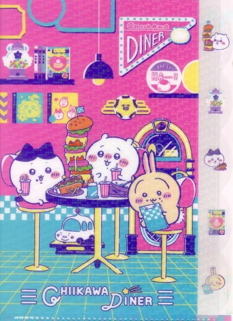 中古】クリアファイル 集合(ランチ) ダイカットクリアファイル5P DINER