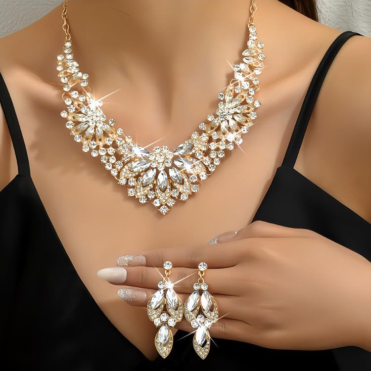 アクセサリー　ネックレス　イヤリング　ピアス　ブローチ おまとめ　ゴールド系 アクセサリー [KK Solis] フラワーモチーフ ゴージャス