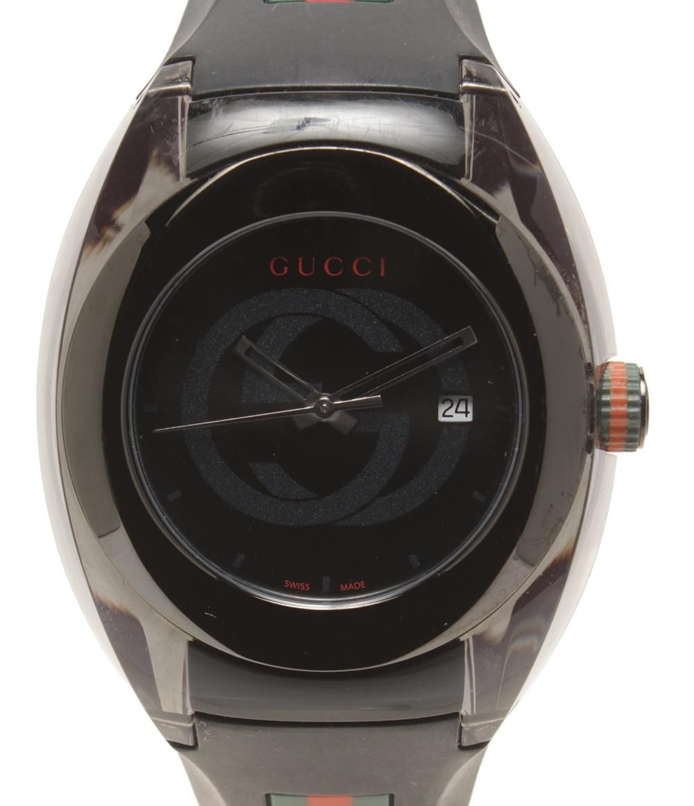 グッチ 腕時計 YA137101 クオーツ ブラック メンズ GUCCI