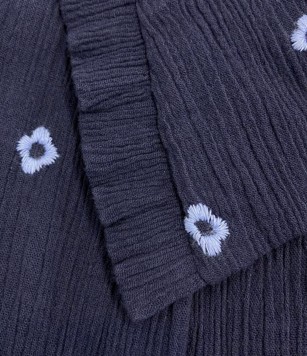 美品ꕥヌキテパ 近年 コットンガーゼフルエンブロイダリーフリルカラードレス M ヌキテパ コットンガーゼ フルエンブロイダリーフリル カラー ドレス