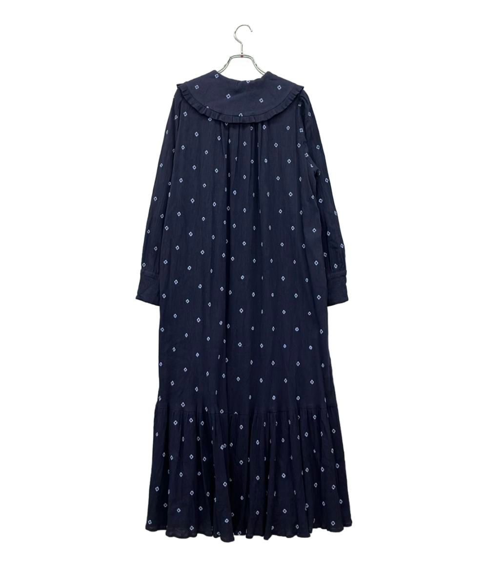 ヌキテパ コットンガーゼ フルエンブロイダリーフリル カラー ドレス