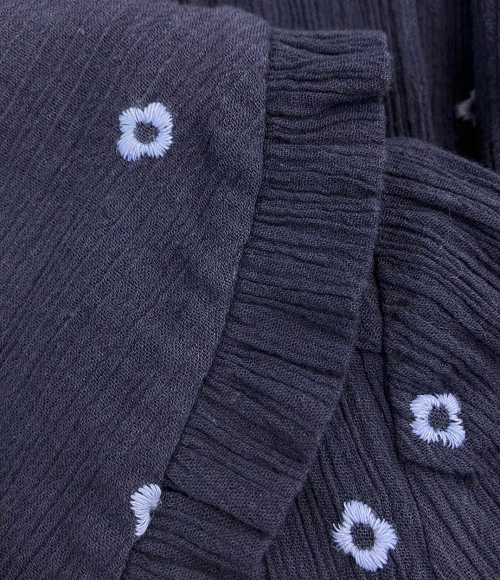 ヌキテパ コットンガーゼ フルエンブロイダリーフリル カラー ドレス