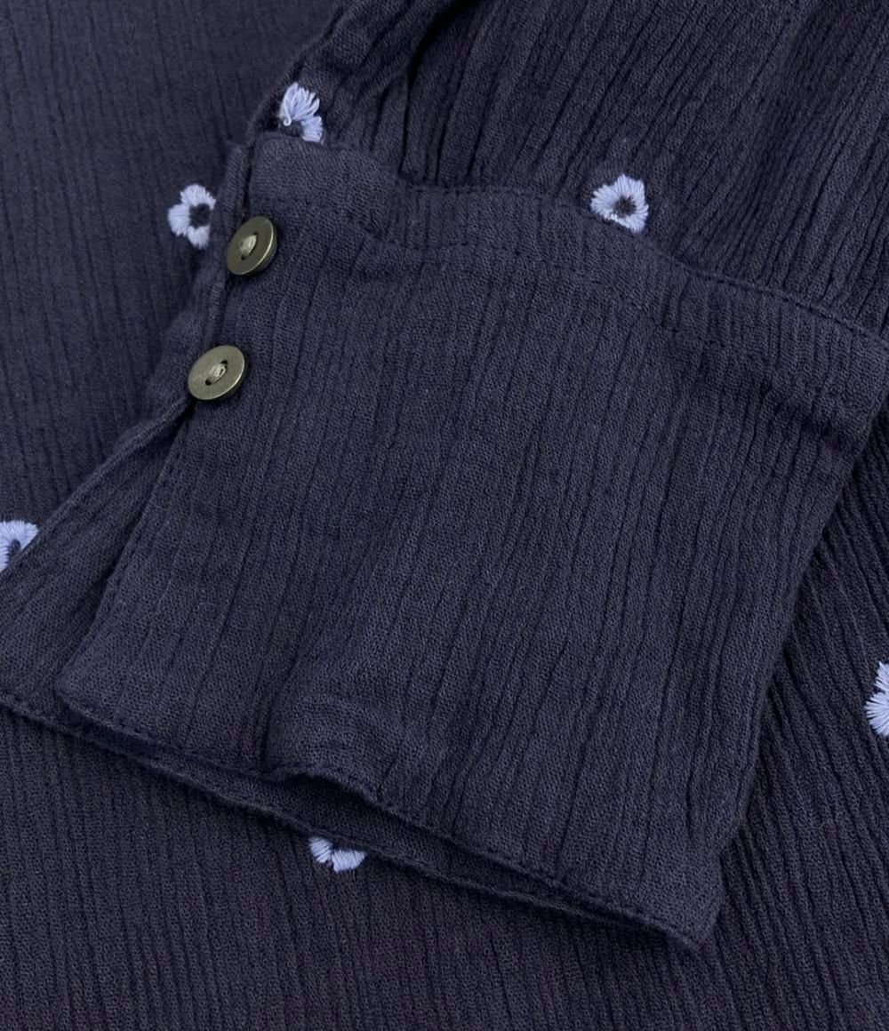 ヌキテパ コットンガーゼ フルエンブロイダリーフリル カラー ドレス