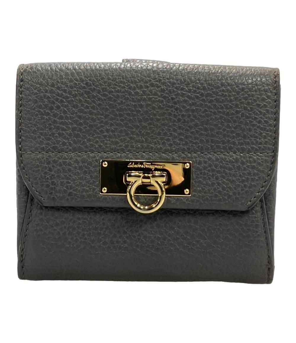 美品 サルヴァトーレフェラガモ ガンチーニ バイカラー 二つ折り財布 JL-22 C270 レザー レディース Salvatore Ferragamo 【1-0256892】 サルヴァトーレフェラガモ 二つ折り財布 レザー ガンチーニ JL-22 C268