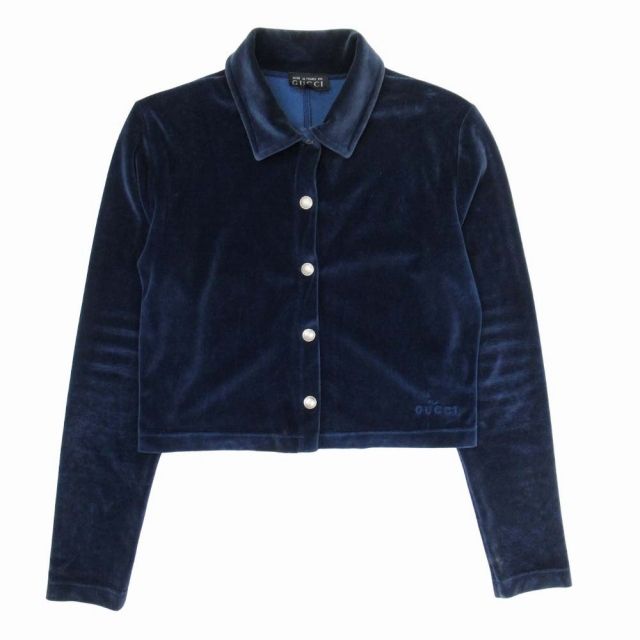 90's 希少トムフォード期/グッチ高級ベロア Wジッパーハーフジャケット 黒 90's 希少トムフォード期/グッチ高級ベロア Wジッパーハーフジャケット