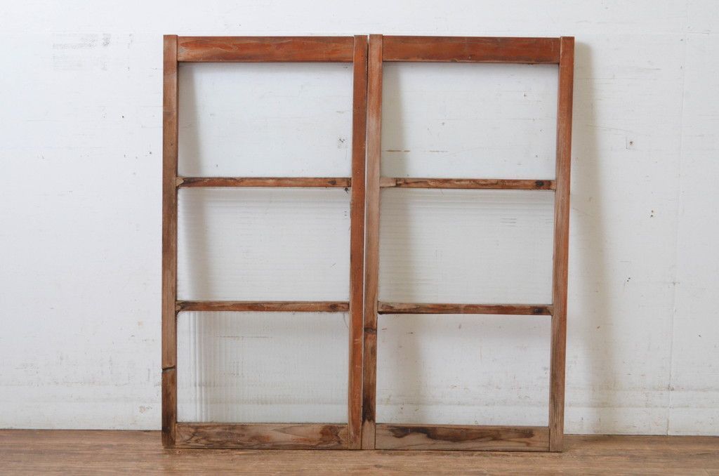 ▽現状販売▽ ガラス窓2枚セット アンティーク建具 レトロ モール