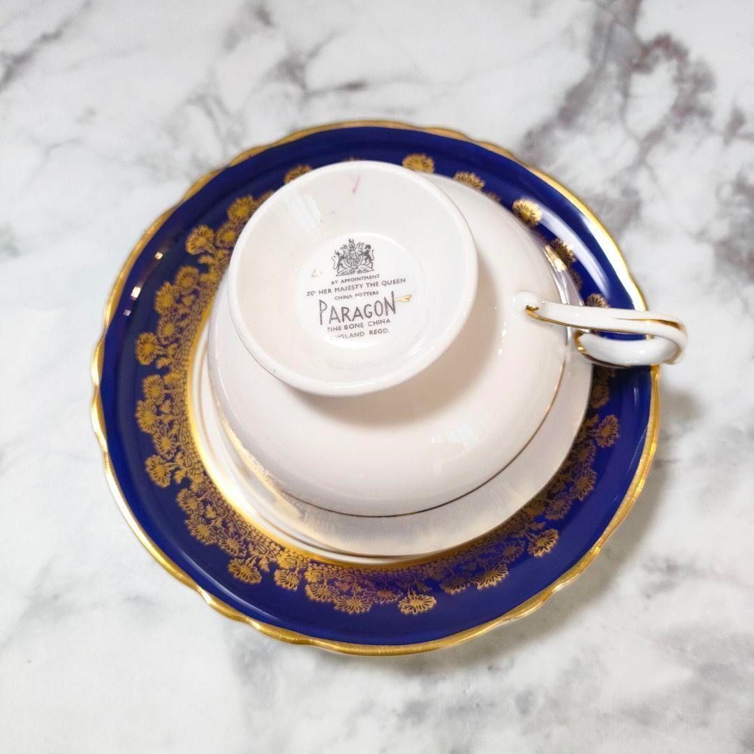 美品 パラゴン ピンクローズ ピオニ ーカップ＆ソーサー コバルト