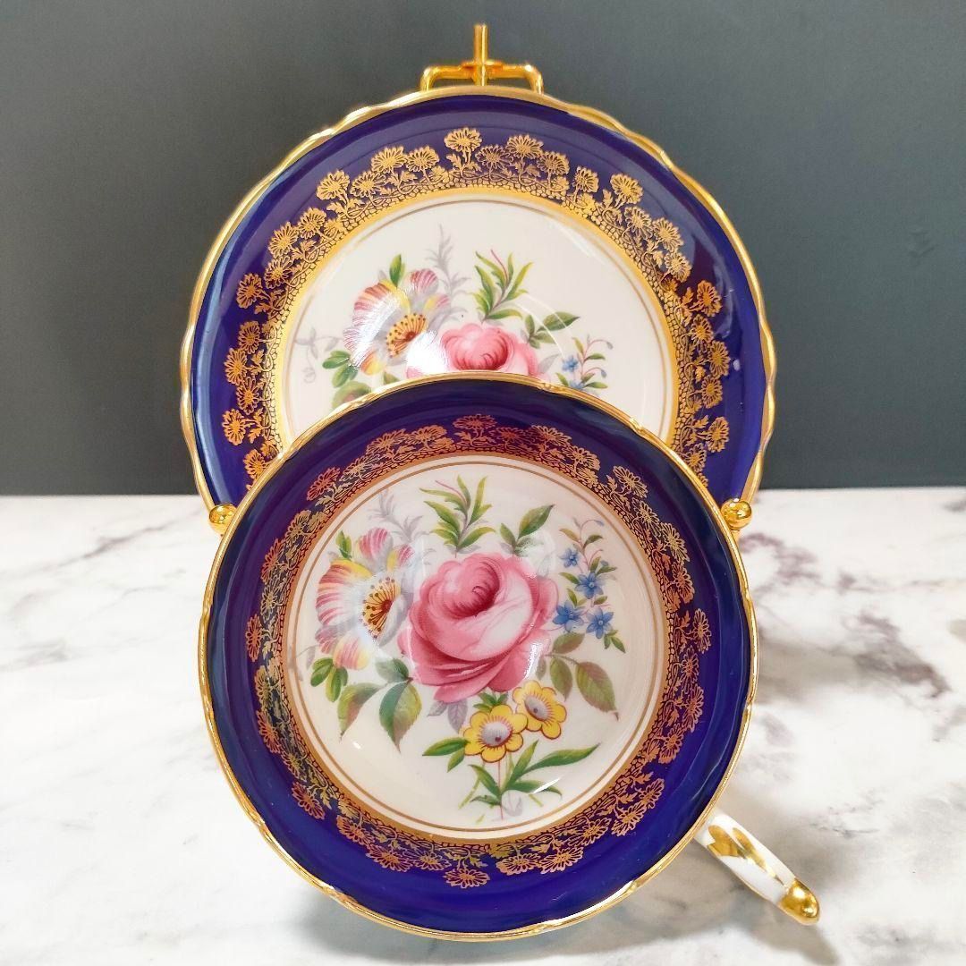 美品 パラゴン ピンクローズ ピオニ ーカップ＆ソーサー コバルト