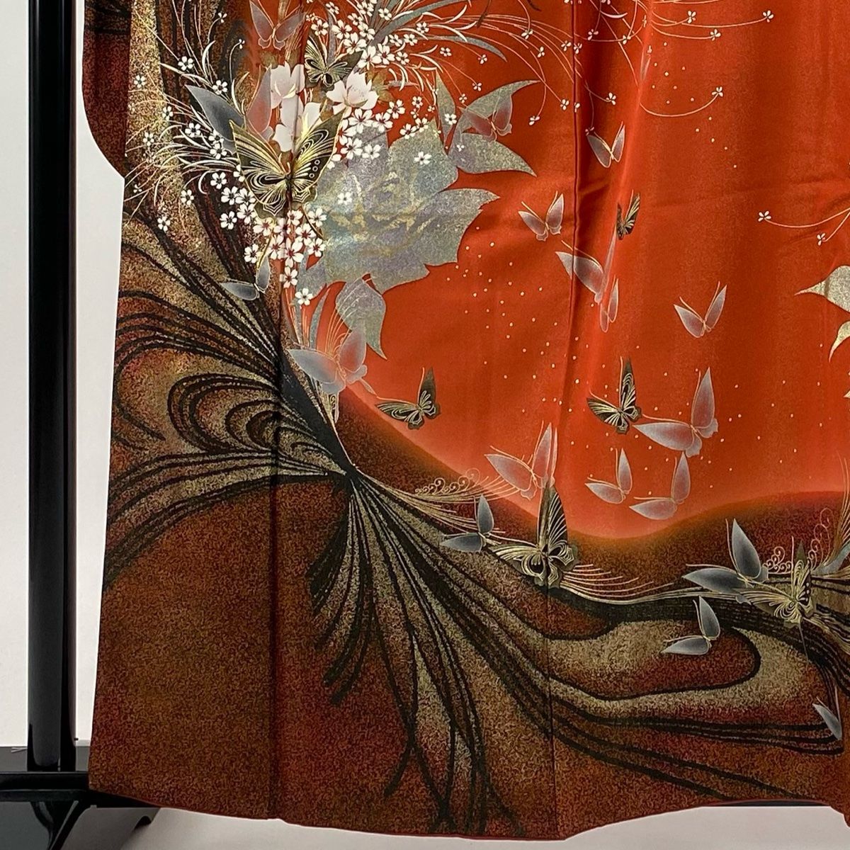 振袖 身長157-172cm オレンジ　薔薇　正絹 振袖 身長157-172cm オレンジ 薔薇 正絹 振袖 | オレンジに薔薇と蝶 | 着物