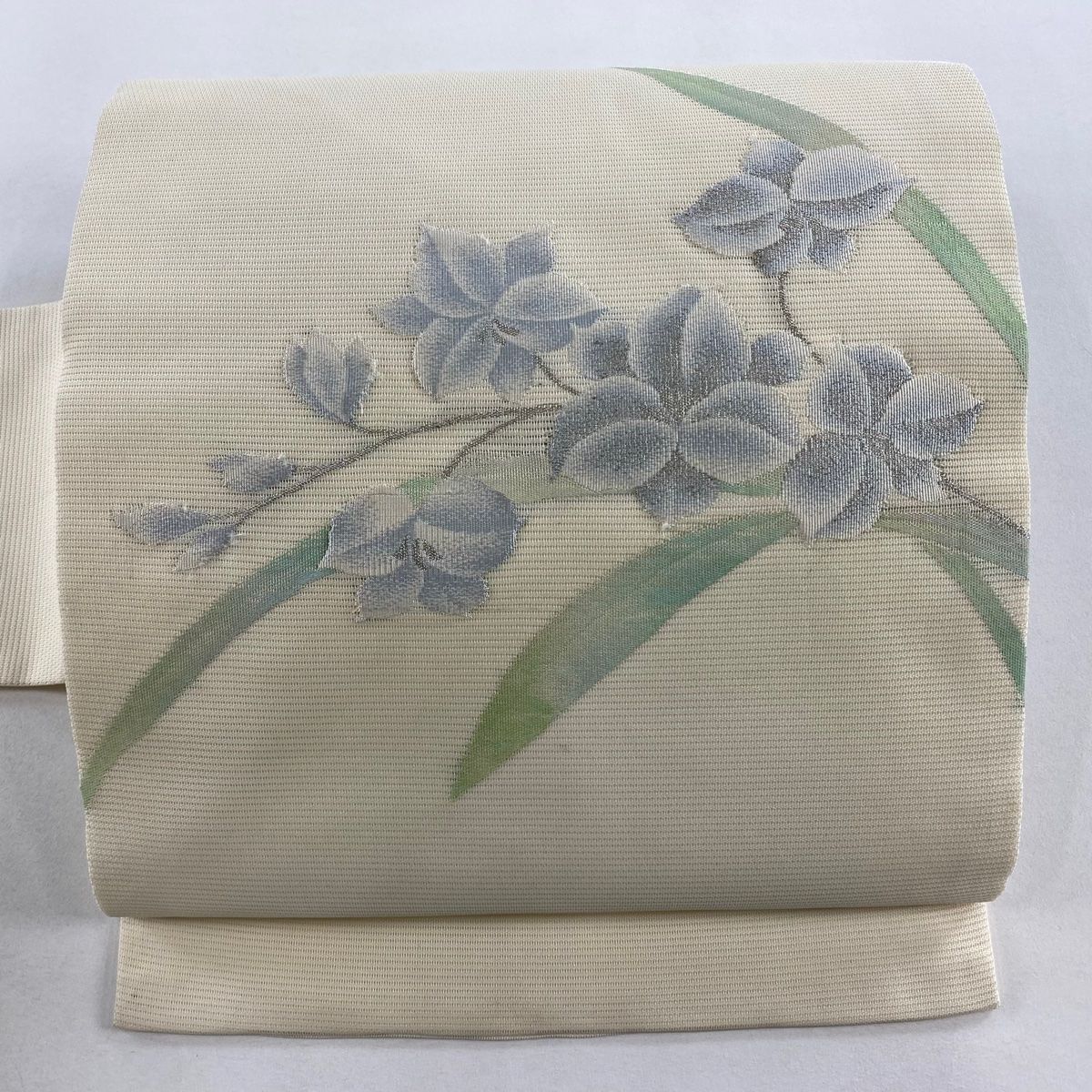 名古屋帯★夏用★絽★正絹★白★刺繍★クリーム　中古　Ｏ-133 名古屋帯☆夏用☆絽☆正絹☆白☆刺繍☆クリーム 中古