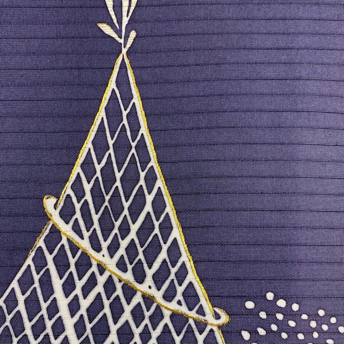 名古屋帯 秀品 落款 夏帯 絽 網干 金糸 紫 正絹 【中古】 - メルカリ