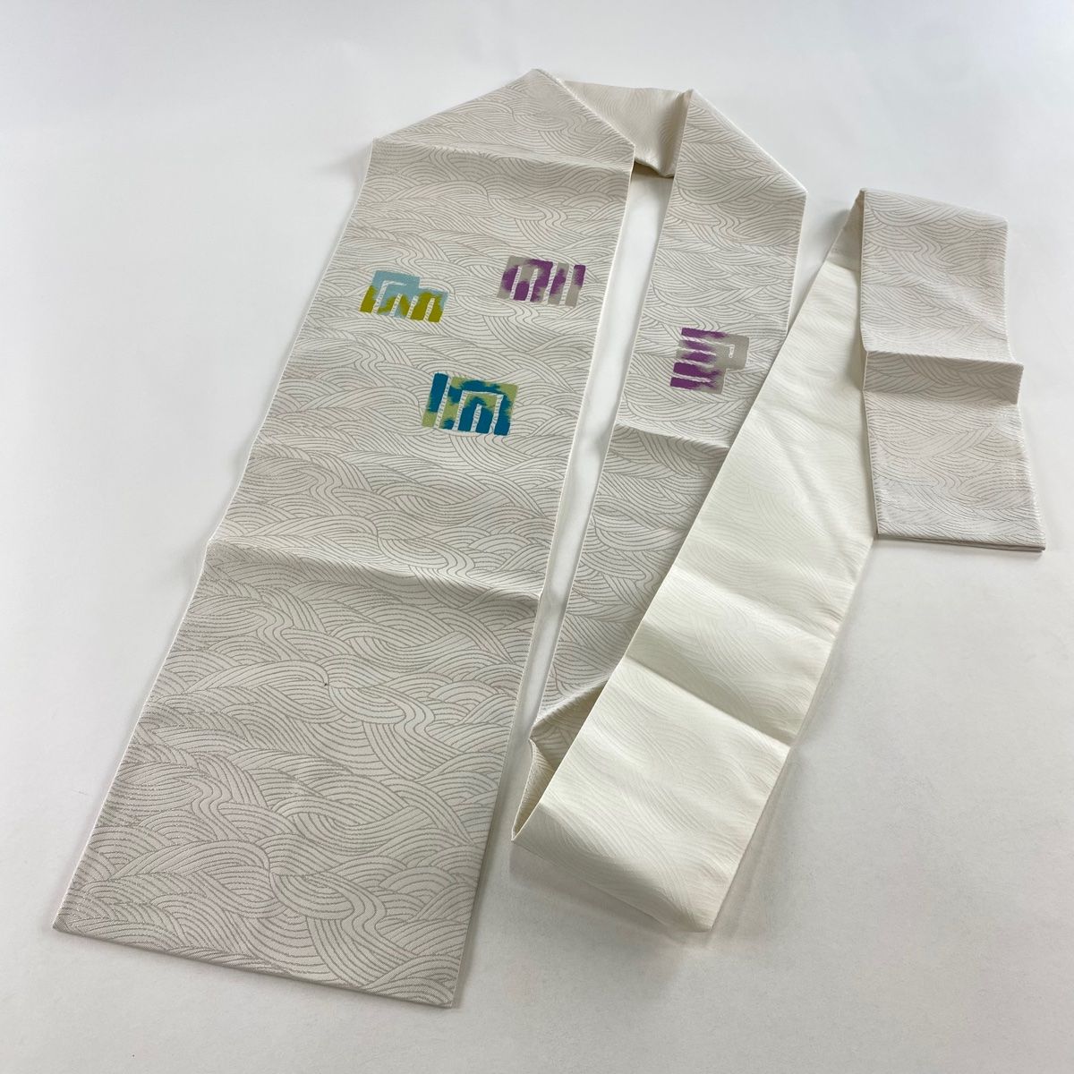 着物と帯 時流】N25881ts◇京袋帯◇撫松庵 ダイヤ クローバー 黒 美品