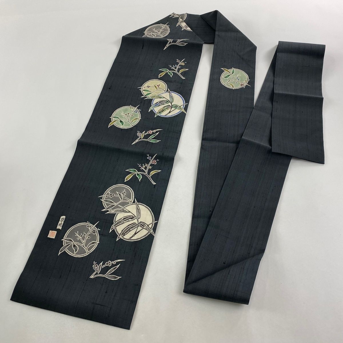 限定品！新品未仕立 博多帯 協和織 八寸名古屋帯 松菱 黒×紫 仕立代