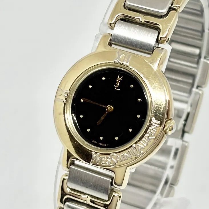 Yves Saint Laurent】2200-229789Y｜ブラック文字盤｜ゴールド