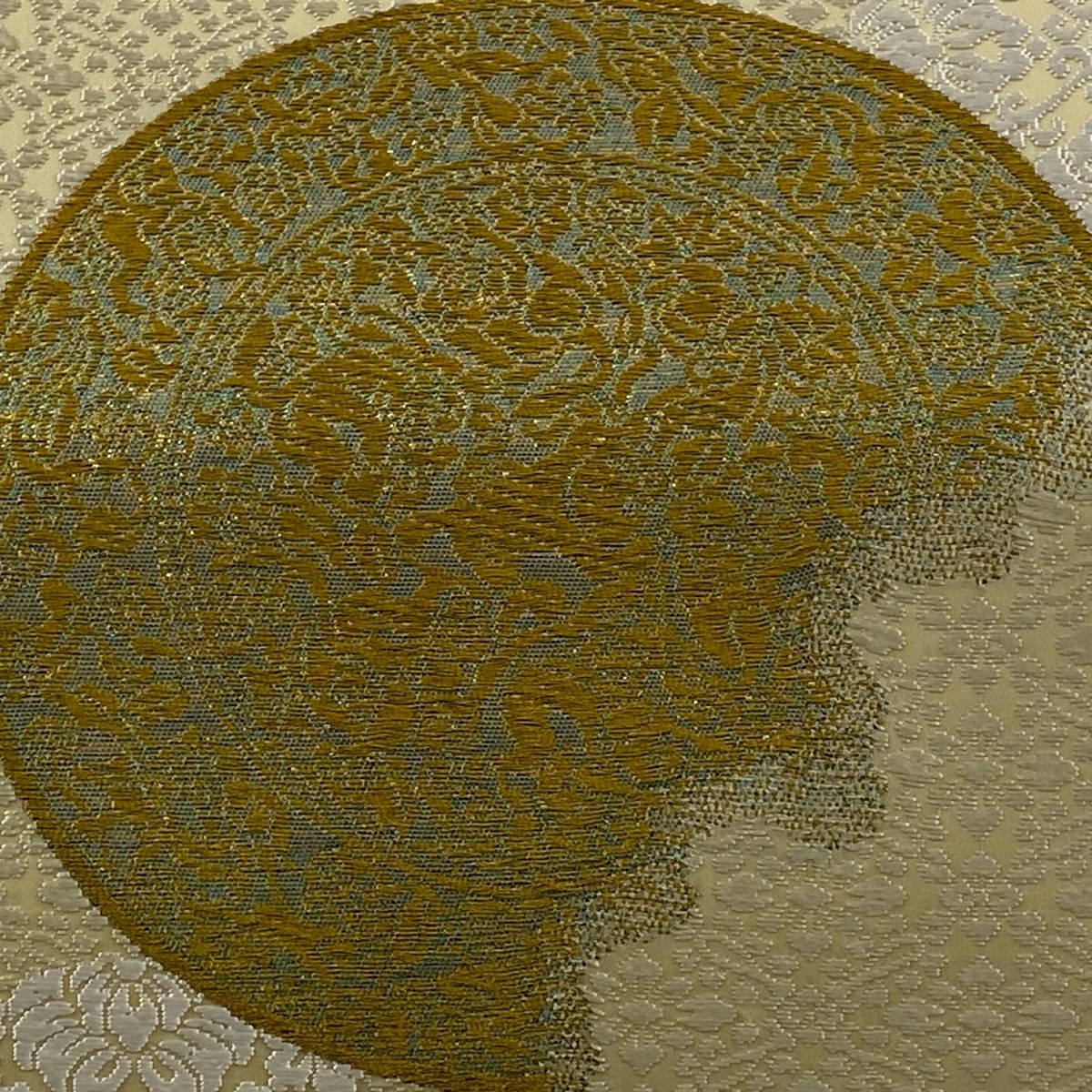 美品】 袋帯 逸品 山口美術織物 落款 関西仕立て 葡萄鏡文 浮線綾文