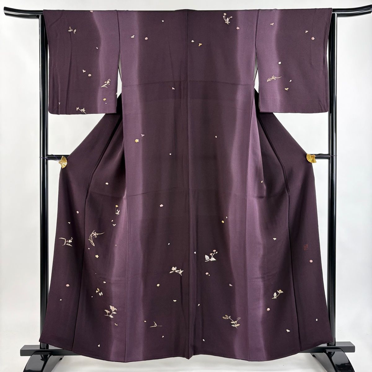 着物 絽の付下 夏着物 草の葉に鷺 夏着物 付下げ 作家物 絽 草模様