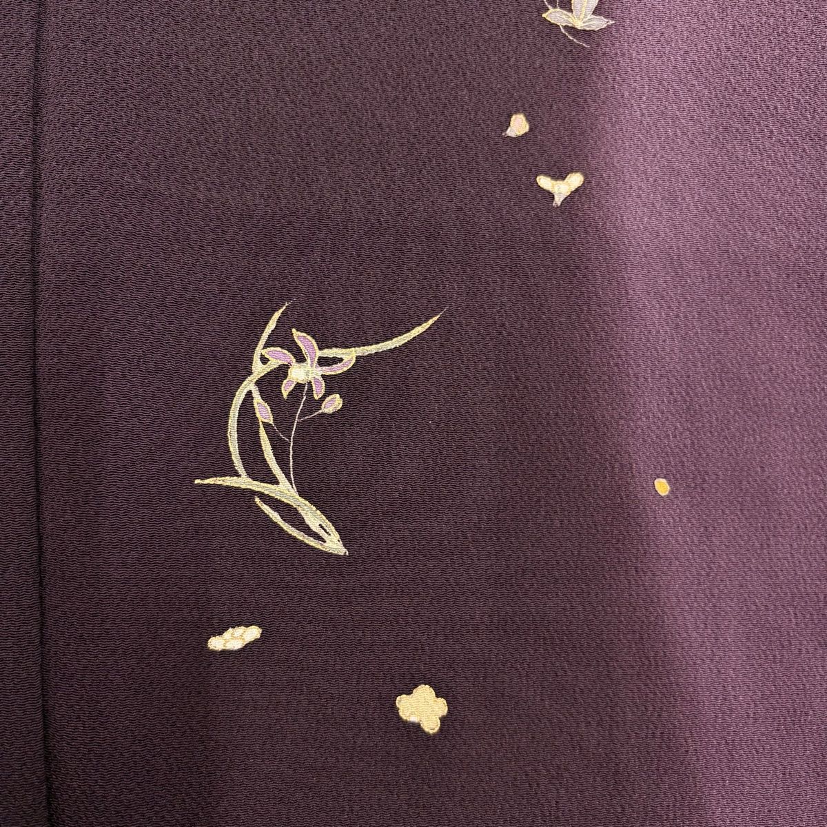 平和屋着物○訪問着 胴抜き仕立て 桜 舞花弁 黒地 金彩 洗える着物