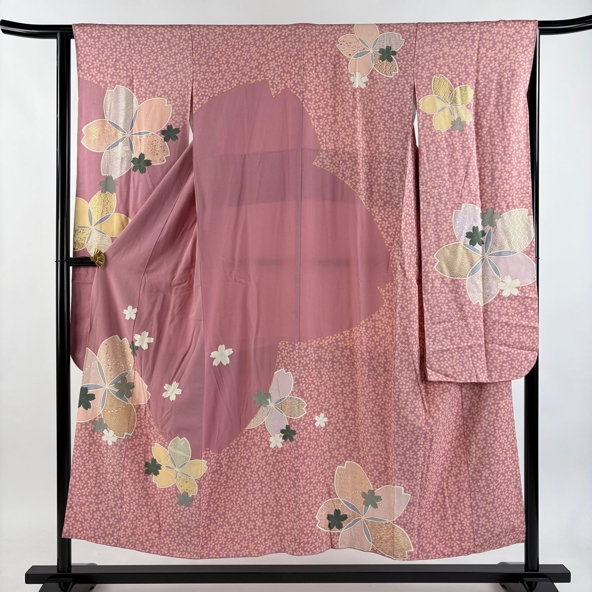 美品振袖フルセット枝垂れ桜 流水 金糸 振袖 美品 秀品 鶴 枝垂れ桜 金糸