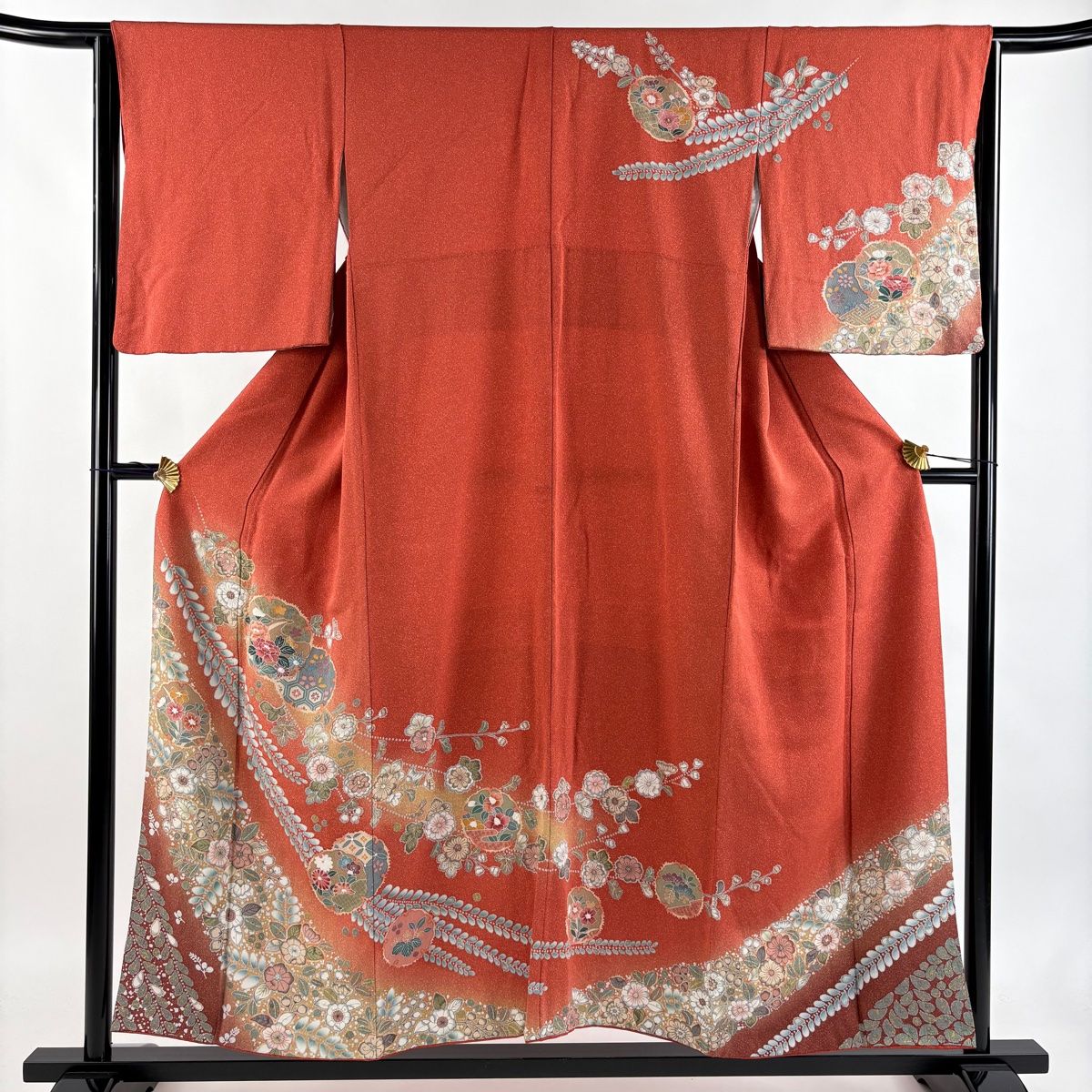 美品】 訪問着 身丈152cm 裄丈65cm M 袷 辻が花柄 雪輪 金彩 ぼかし