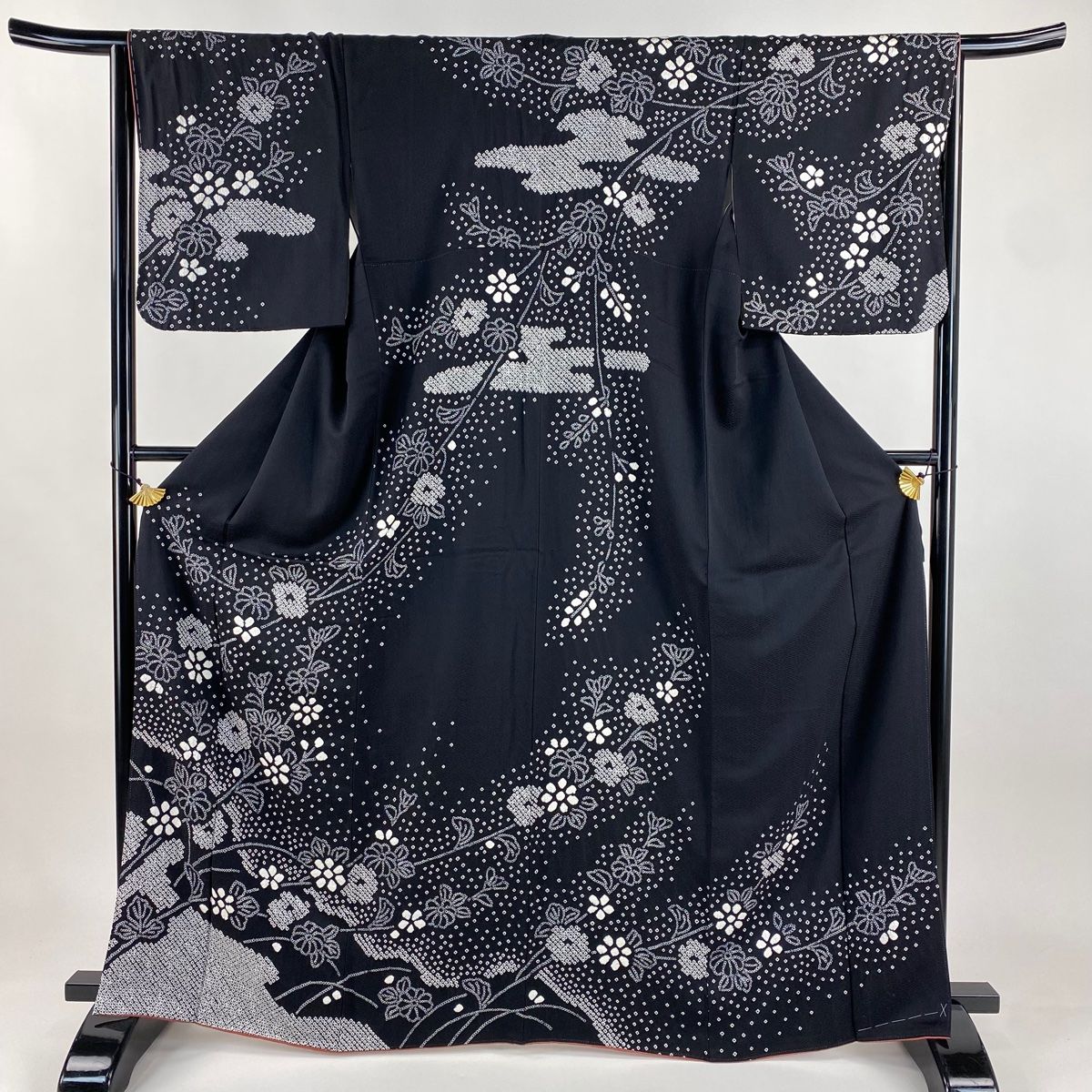 豪華絢爛美品黒地菊身丈170cm裄丈68.5cm正絹振袖⭐️未使用⭐️ 373.jpg