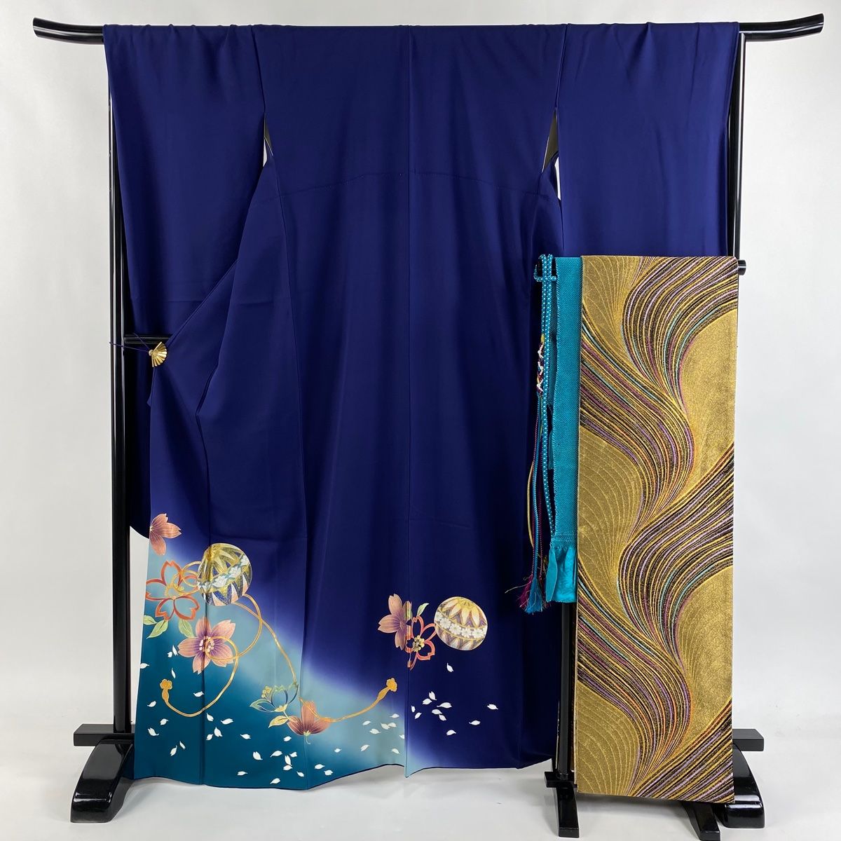 振袖 身長157-172cm 青 紫 ゴールド　正絹 振袖 身長157-172cm 青 紫 ゴールド 正絹 レディース