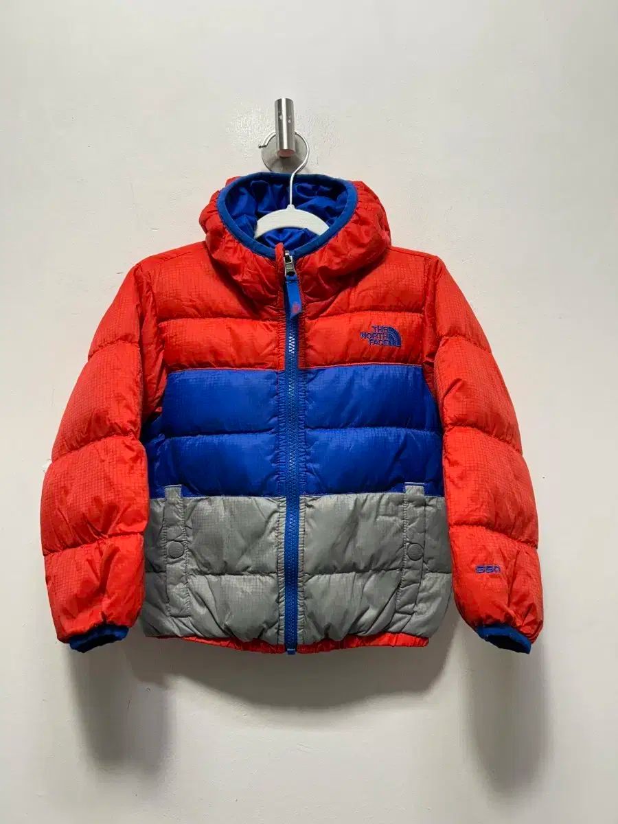 100 THE NORTH FACE ザノースフェイス キッズ フリース リバーシブル ダウン ブルー/グレー