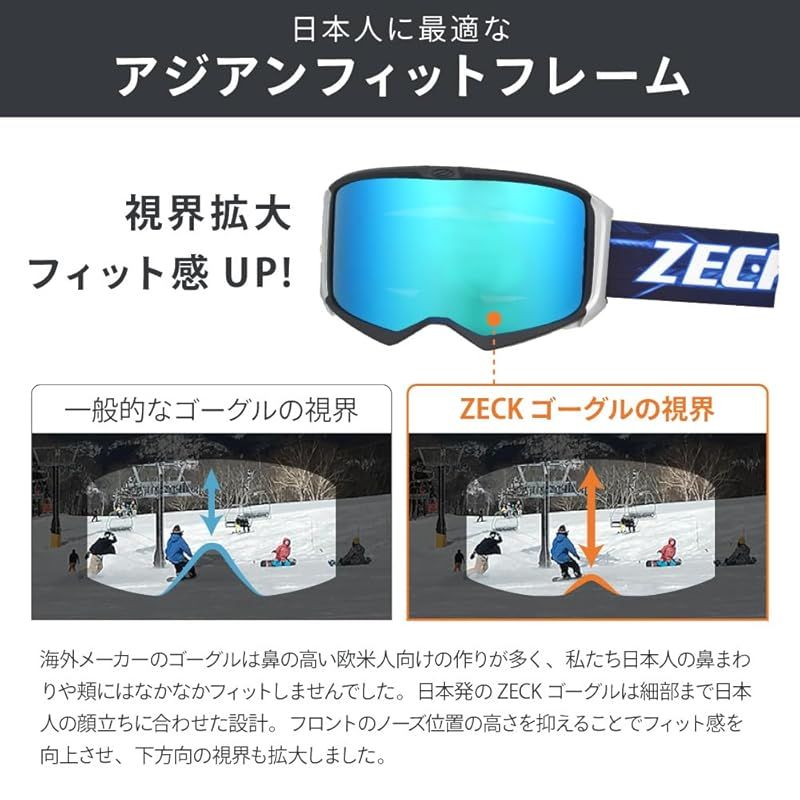 ゴーグル ZECK （ゼック） スノーゴーグル ゴーグル LZ-18J アジアンフィット