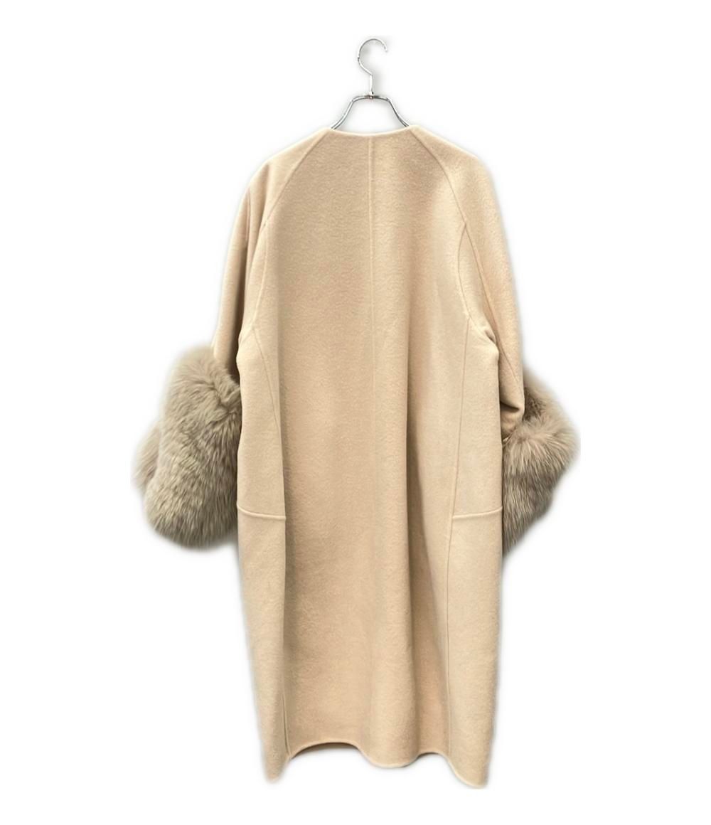 ドゥロワー ウールケヌキファーカフスノーカラーコート レディース