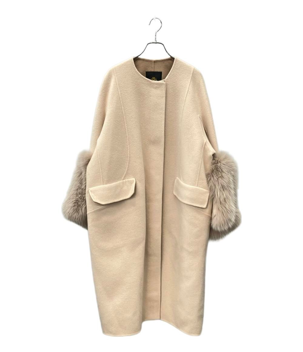 ドゥロワー ウールケヌキファーカフスノーカラーコート レディース